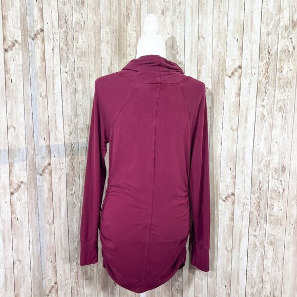 Women's Isabel Long Sleeve Maternity Sweatshirt | Dark Red | Cowl Neck | Medium - Picture 4 of 10
